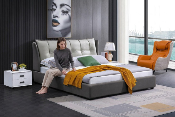 Leder design bed dubbele luxe huwelijk modern hotel frame slaapbedden kamer