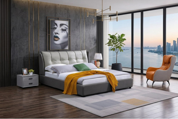 Leder design bed dubbele luxe huwelijk modern hotel frame slaapbedden kamer