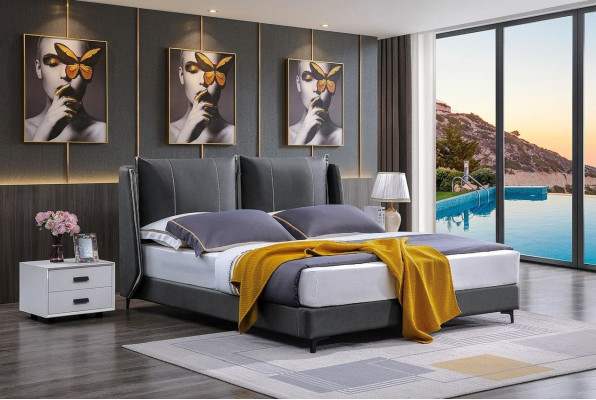Tweepersoons slaapkamer bedden Luxe tweepersoons bed Beige hotelinrichting meubilair.