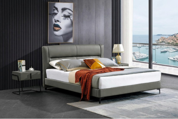 Tweepersoonsledikant leren bedden designer bed kunstleer gestoffeerde slaapkamer nieuw