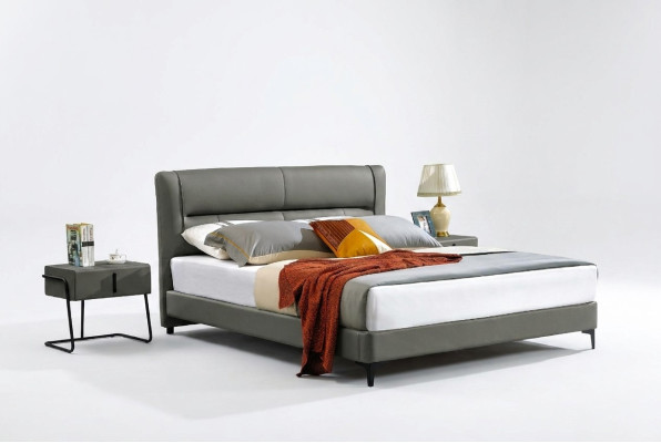 Slaapkamer lederen bed Compleet bed 3-delige set Hotelsets Nachtkastjes.