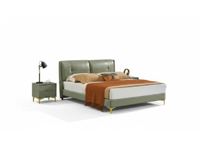 Slaapkamerset Bed Nachtkastje Ontwerp Modern Luxe Bedden Leer 3-delig.