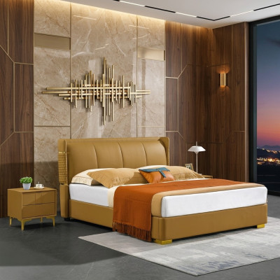 Slaapkamer set Bed Nachtkastje Ontwerp Moderne Bedden Groep Leer