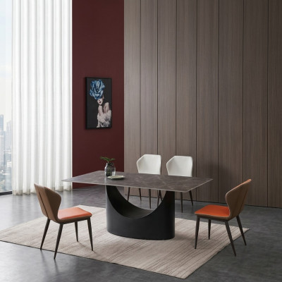 Hoogwaardige tafel Luxe tafels Eetkamer meubelen Kolomvoet Steenoptiek