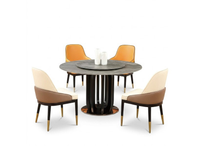 Ronde tafel Luxe Ronde tafels Eetkamermeubilair Kolom Voet Steen Optiek