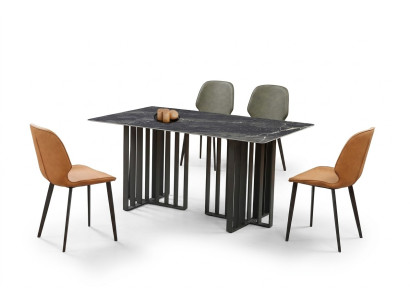 Luxe eettafel roestvrij staal marmer imitatie steen tafel eetkamer 180x90cm