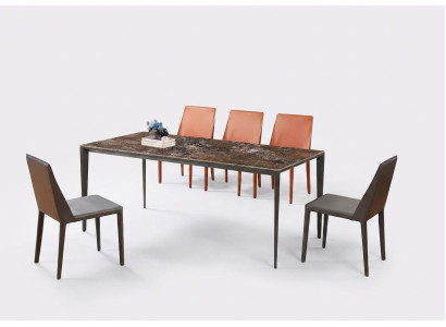 Luxe eettafel - tafel eetkamer meubels metaal marmer look design tafel
