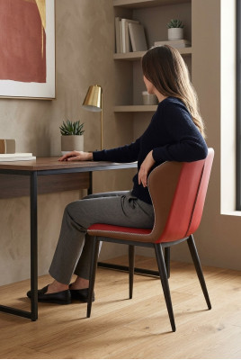 Stoel 1x luxe design gestoffeerde designstoelen zitten leunen kantoor eetkamer hout nieuw.