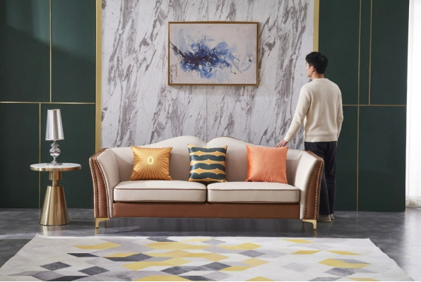 Sofa driezitsbank Klassieke Nieuwe Bekleding 3-zitsleren bank Decoratieve banken