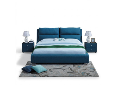 Ontwerp leren bed slaapkamer 3-dlg. Set 2x nachtkastje luxe bedden meubels