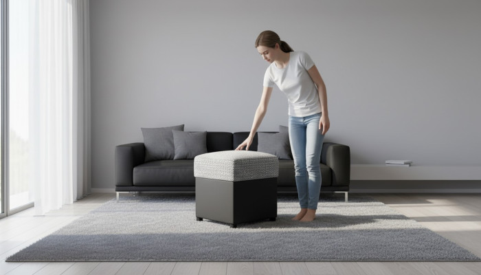 Ontwerper Luxe Kruk Beklede Zitting Textiel Ontspanning Bijzettafel Bankje