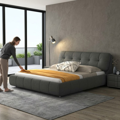 Ontwerp gestoffeerd bed bedden leer dubbel hotel huwelijk slaapkamer boxspring box nieuw