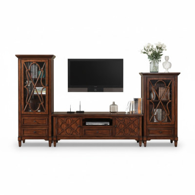 Woonwand Sideboard Ontwerp 2x Kast RTV Lowboard Dressoir 3-delig Set Vitrine