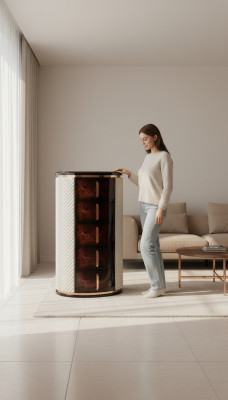 Hoge ladenkast Bruine luxe kast Modern design meubels Houten ladenkast Woonkamer