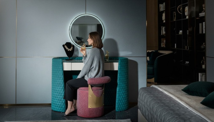 Kaptafel Kruk Slaapkamer Leer Textiel Consoletafels Modern Ontwerp Make-up Nieuw