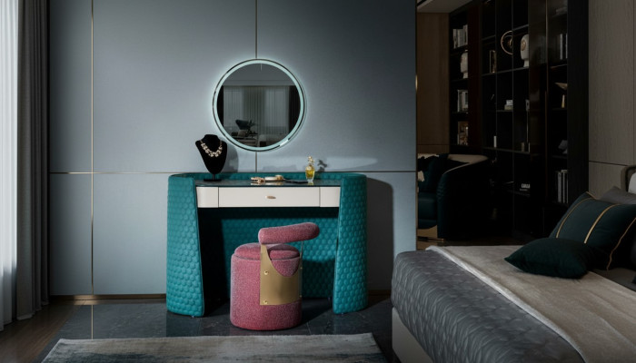 Kaptafel Kruk Slaapkamer Leer Textiel Consoletafels Modern Ontwerp Make-up Nieuw