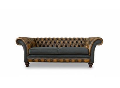 Chesterfield Geel Leder Designer Modern Design Meubels Luxe Woonkamer 3-zits