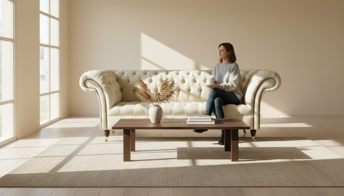 Chesterfield Room Creme Textile New Creative Modern Design Furniture Luxury Sofa