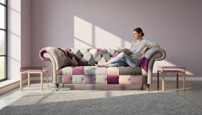 Chesterfield 3-zits Designer meubels Nieuw Modern Ontwerp Textiel Woonkamer Banken