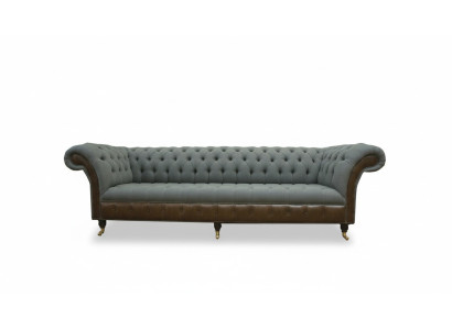 Chesterfield 4-zits grijze stoffen woonkamer design gestoffeerde bank Big Textile Furniture