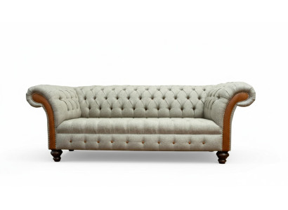 Chesterfield 3-zits Beige Woonkamer Design Banken Bekleding Bank Banken Textiel