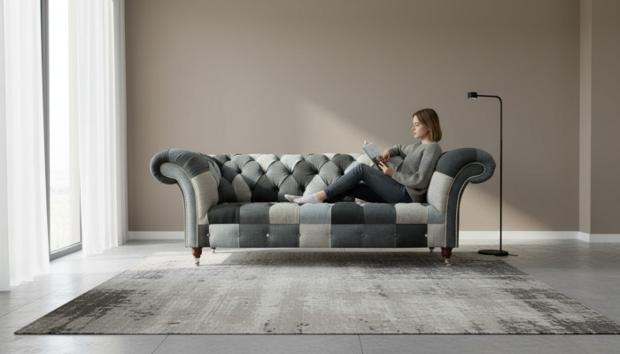 Dries-zits woonkamer ontwerpbanken gestoffeerde banken fluweelstof Chesterfield
