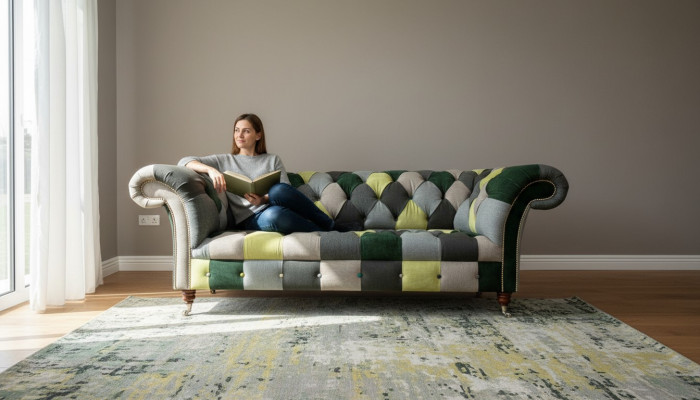 Chesterfield 3-zits bank met meerkleurig woonkamerdesign banken bank ontwerper meubels