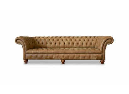 Chesterfield 4-zits Lichtbruin Modern Design Bank Leer Bankstel Creatief Meubilair