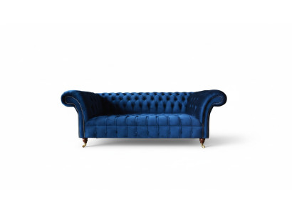 Chesterfield 3-zits Blauw Design Banken Bekleding Bankstellen Velours Stof Textiel Luxe