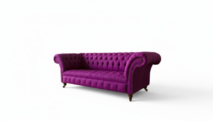 Chesterfield 3-zits bank in lila stof, ontwerp bankstellen, gestoffeerde banken, nieuw creatief sofa.