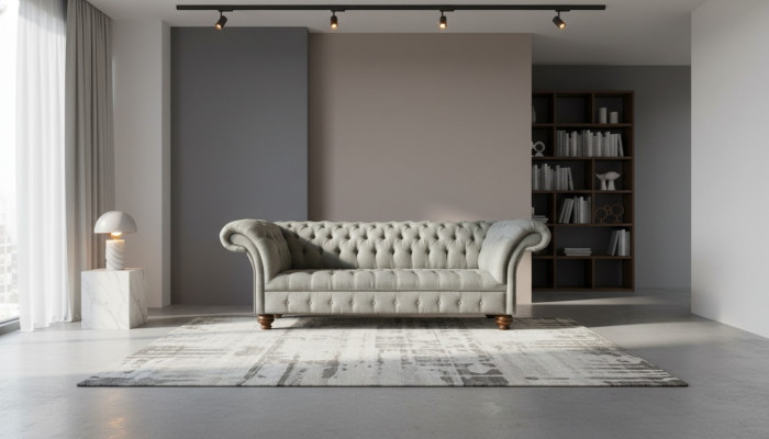 Chesterfield 3-zits woonkamer Modern Lichtgrijs Bankstel Bank Nieuw Creatieve Stof