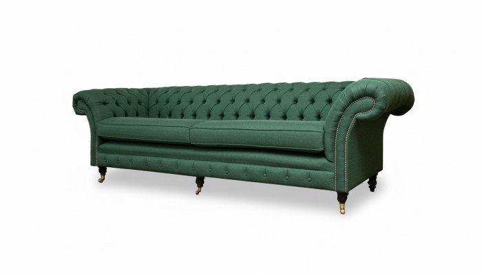 Chesterfield 4-zitter Donkergroene Woonkamer Designbank Grote Stoffen Bank