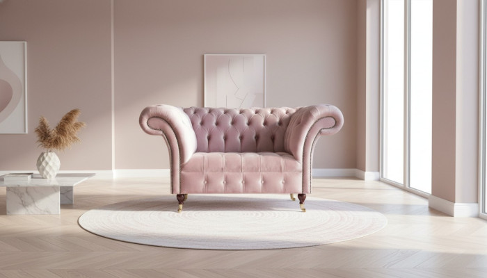 Chesterfield fauteuil roze textiel woonkamer modern design creatieve meubels nieuw