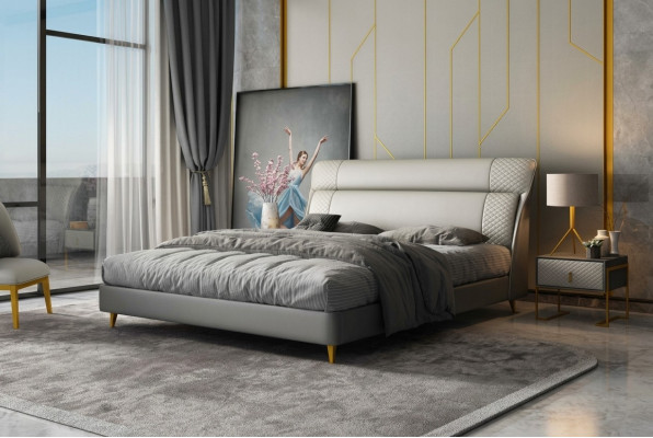 Ontwerp Leren Bed Luxe Gestoffeerde Bedden Dubbel Modern Huwelijk 180x200 Modern Nieuw