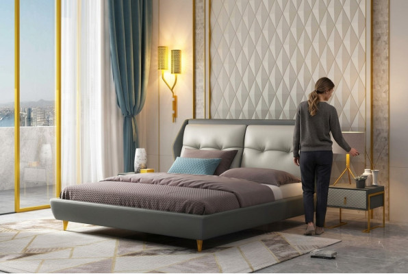Ontwerp Leren Bed Luxe Gestoffeerde Bedden 180x200 Meubels Slaapkamer