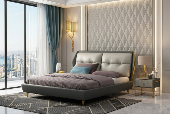 Ontwerp Leren Bed Luxe Gestoffeerde Bedden 180x200 Meubels Slaapkamer