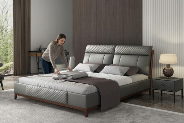 Beddeksel Ontwerp Luxe 180x200cm Tweepersoons Hotelbedden Echtelijke Slaapkamer Leer