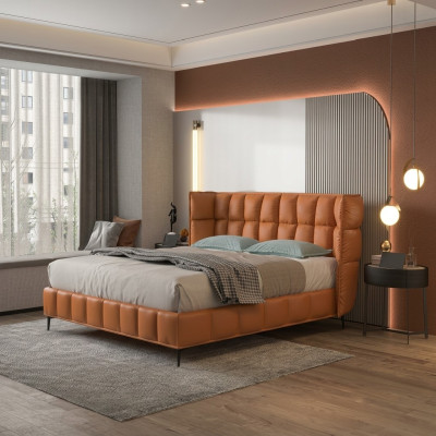 Bed bekleding design luxe hotelbedden tweepersoons 180x200cm leer dubbel.