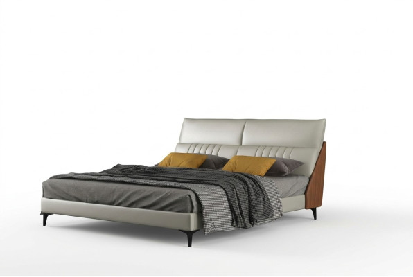 Ontwerper Bed Slaapkamer Bedden Textiel Leer Hotel Luxe Bekleding Fluweel Wit Nieuw