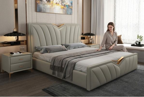 Ontwerpersbed Slaapkamerbedden Leder Hotel Luxe Bekleding Italiaanse Meubels