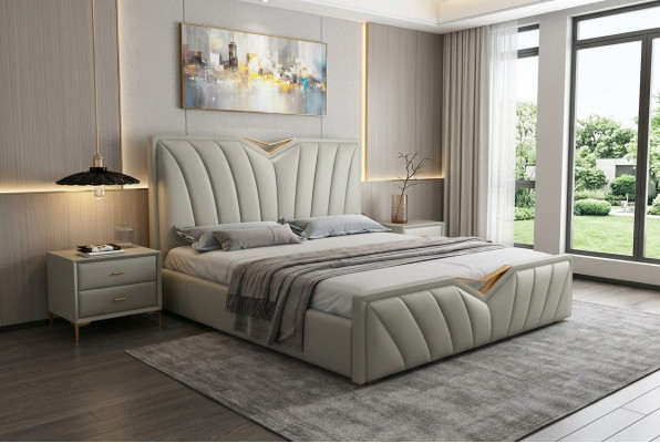 Ontwerpersbed Slaapkamerbedden Leder Hotel Luxe Bekleding Italiaanse Meubels