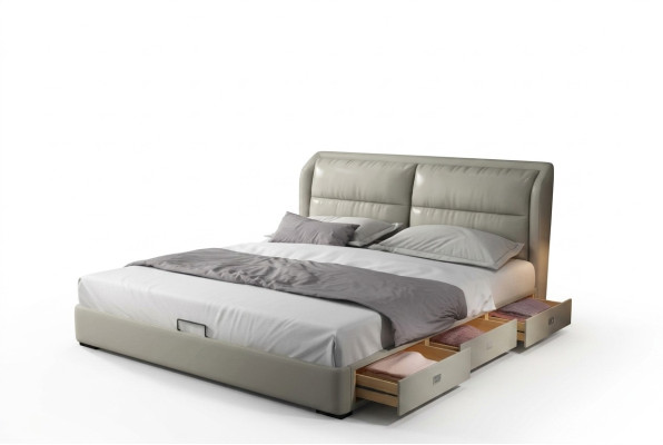 Ontwerper Bed Slaapkamer Bedden Textiel Leer Hotel Luxe Bekleding Fluweel Stof