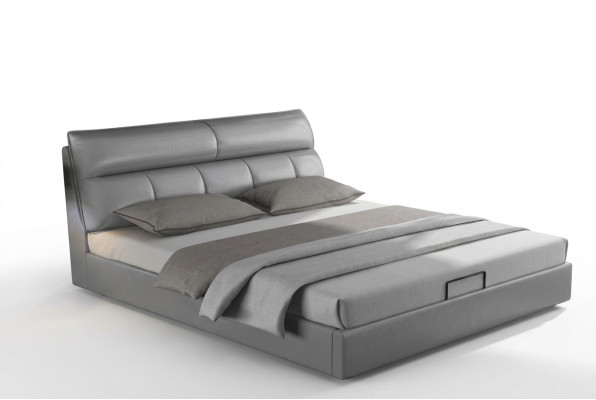 Grijze designer bed slaapkamer bedden textiel leer hotel stoffering