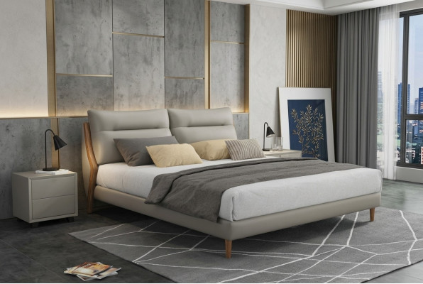 Klassieke luxueuze bedden gestoffeerd in leer textiel Hoogwaardig slaapkamerbed Nieuw