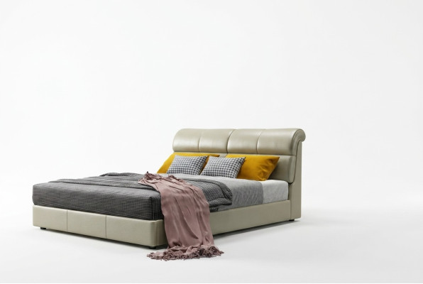 Luxe bed slaapkamer lederen bekleding tweepersoonsbed houten design 180x200cm Nieuw
