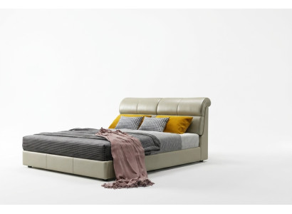 Luxe bed slaapkamer lederen bekleding tweepersoonsbed houten design 180x200cm Nieuw