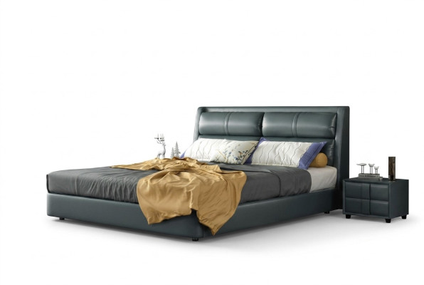 Leder Bedbekleding Ontwerp Luxe Tweepersoons Hotelbedden Slaapkamer Huwelijk 180x200 cm