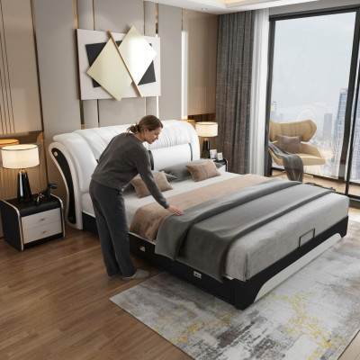 Beddengoedontwerp Luxe Dubbel Hotelhuwelijk Slaapkamer Lederen 180x200cm Bedden