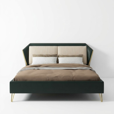 Luxe textiel bed dubbel ontwerp slaapkamer klassieke bedden groen