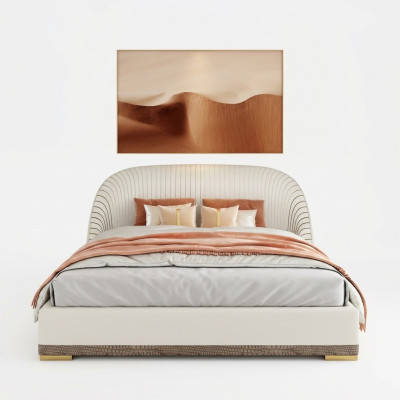Designer tweepersoonsbed bed hotel luxe leer slaapkamer 150/180x200cm.